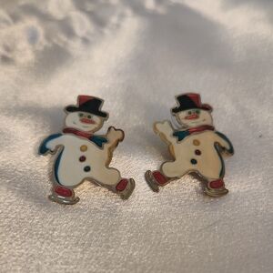 Snowman Enamel Earrings (E13)